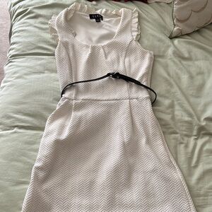 Elle Cream Mini Dress with Black Accent